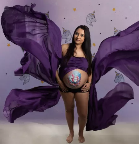 img photographe femme enceinte voiles robe violete